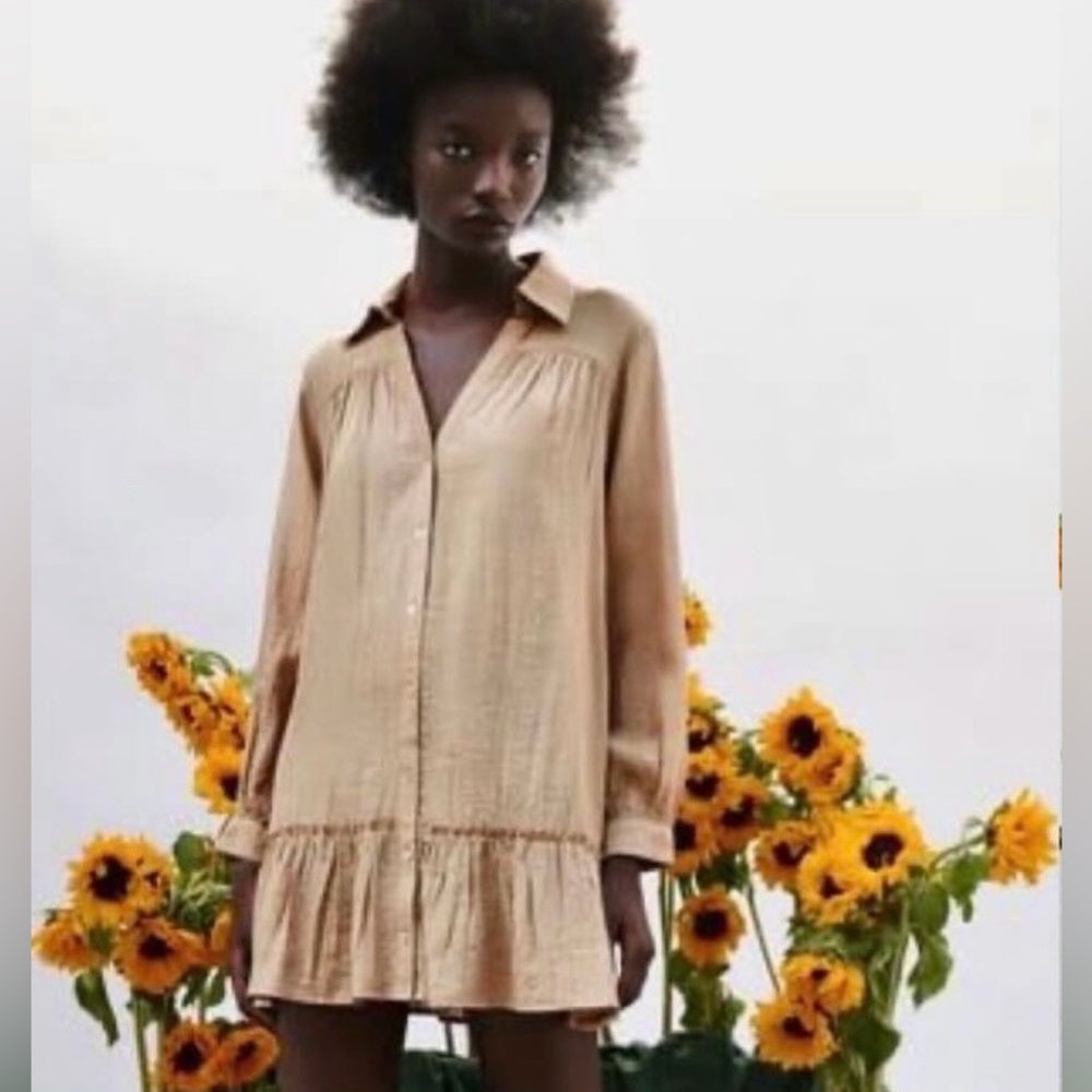 Zara Beige Textured Dress